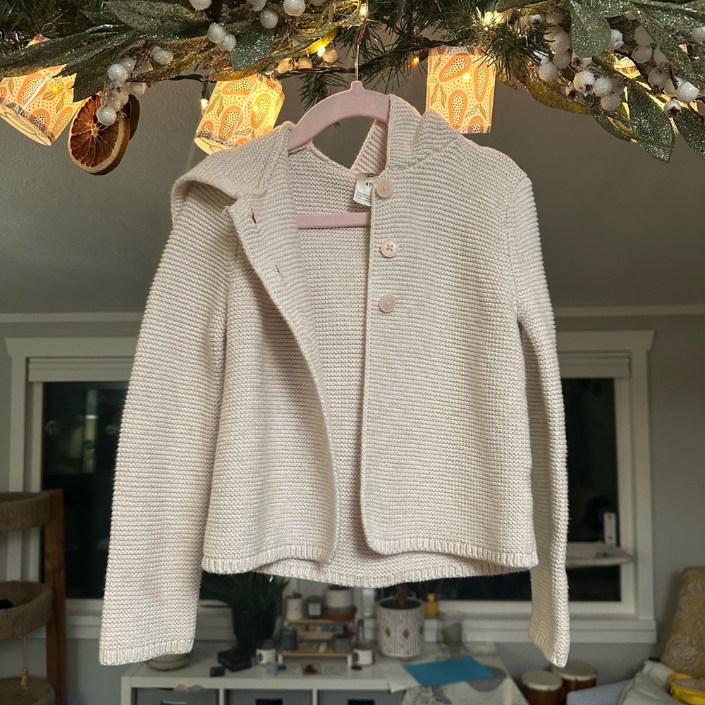 Osh Kosh B’gosh Cream Glittery Knit Unicorn Hood Jacket